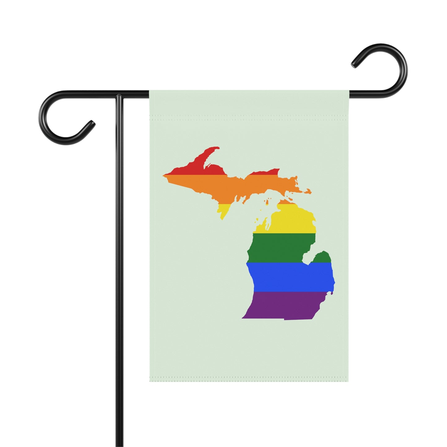 Michigan Rainbow Pride Home & Garden Flag (w/ MI Outline) | Dew Green