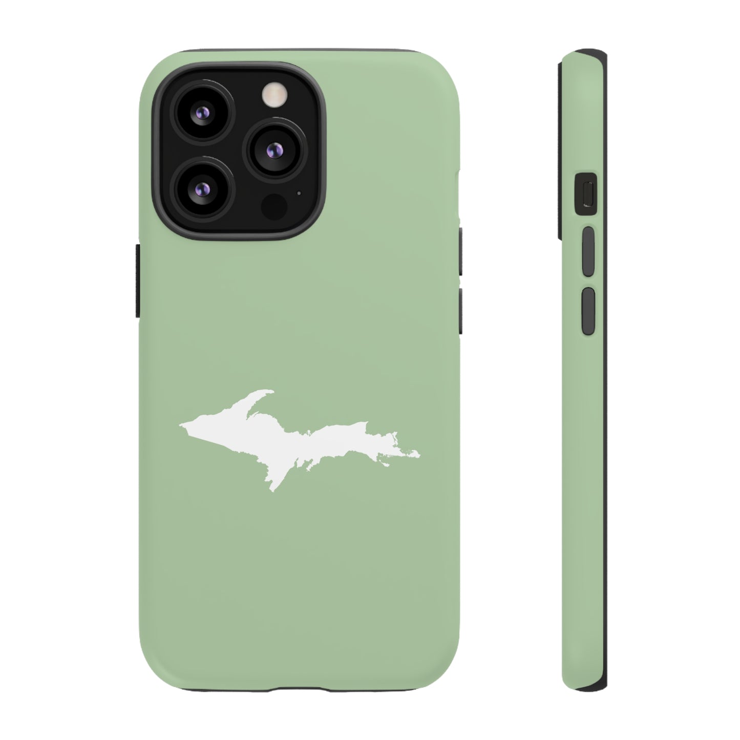 Michigan Upper Peninsula Tough Phone Case (Green Tea Color w/ UP Outline) | Apple iPhone