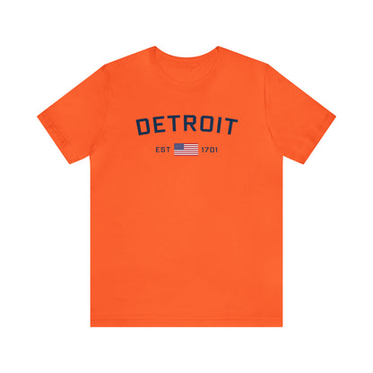 'Detroit EST 1701' T-Shirt (w/ USA Flag Outline) | Unisex Standard Fit