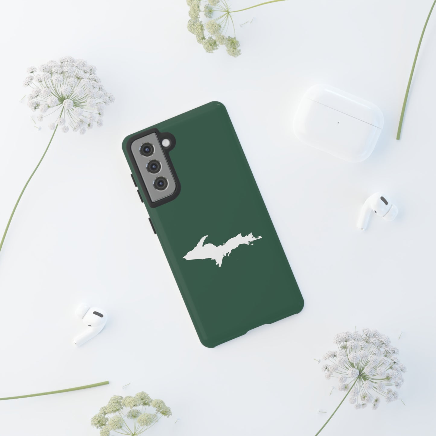 Michigan Upper Peninsula Tough Phone Case (Ginger Ale Green w/ UP Outline) | Samsung & Pixel Android