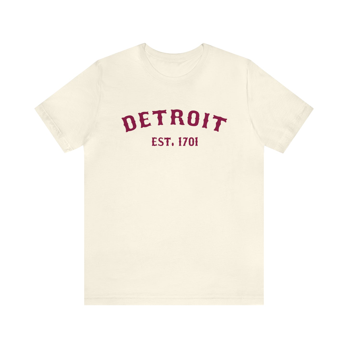 'Detroit EST. 1701' T-Shirt (Ruby Red Ballpark Font) | Unisex Standard