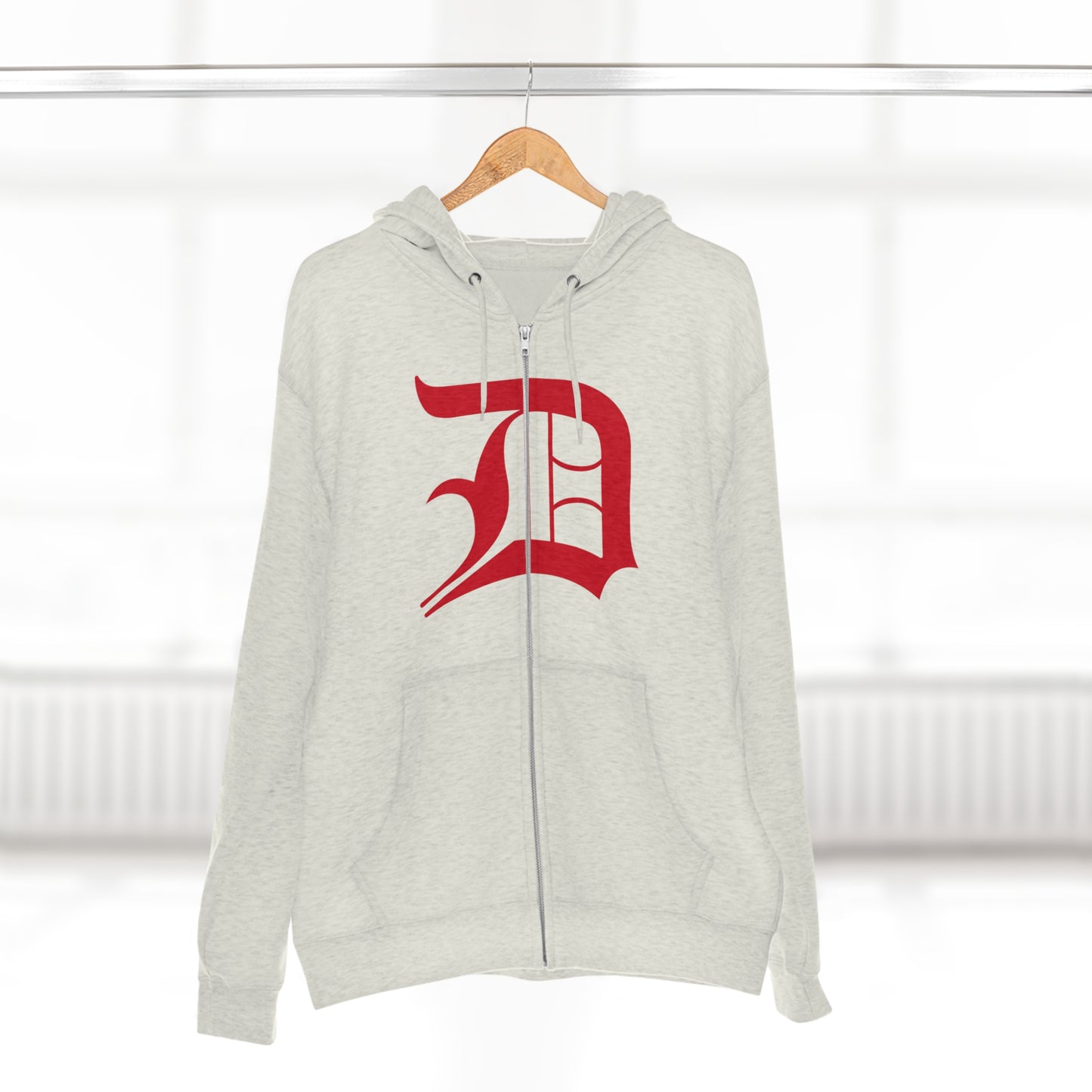 Detroit 'Old English D' Hoodie (Full-Body Aliform Red) | Unisex Full Zip