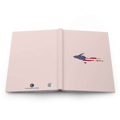 Michigan Upper Peninsula Hardcover Journal (w/ UP USA Flag) | Ruled - Champagne Pink