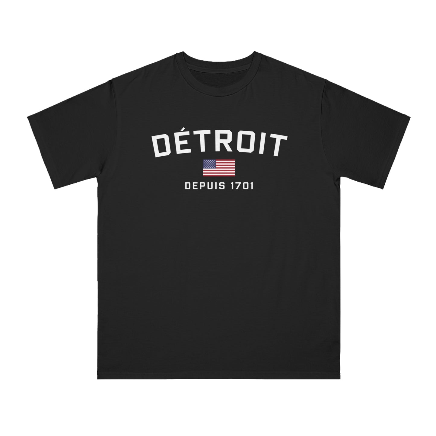 'Détroit Depuis 1701' T-Shirt (w/USA Flag) | Unisex Organic