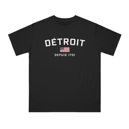 'Détroit Depuis 1701' T-Shirt (w/USA Flag) | Unisex Organic