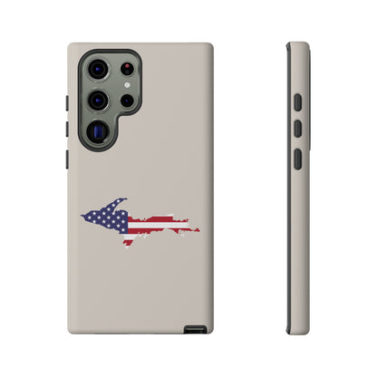 Michigan Upper Peninsula Tough Phone Case (Canvas Color w/ UP USA Flag Outline) | Samsung & Pixel Android