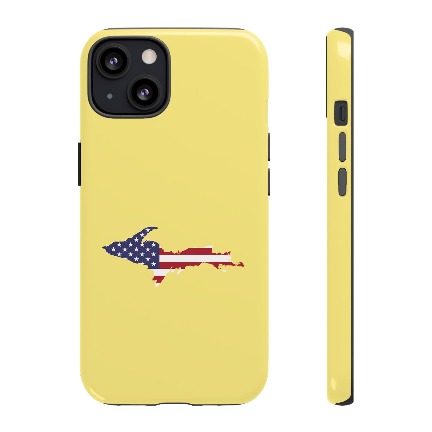 Michigan Upper Peninsula Tough Phone Case (Yellow Cherry Color w/ UP USA Outline) | Apple iPhone