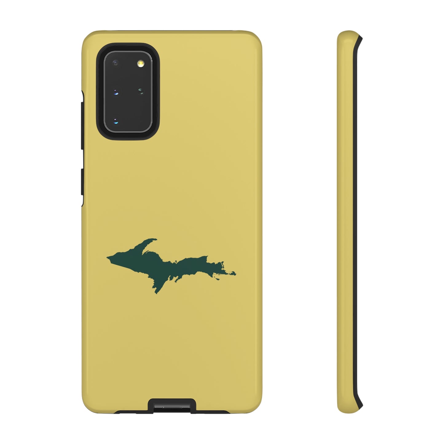 Michigan Upper Peninsula Tough Phone Case (Plum Yellow w/ Green UP Outline) | Samsung & Pixel Android