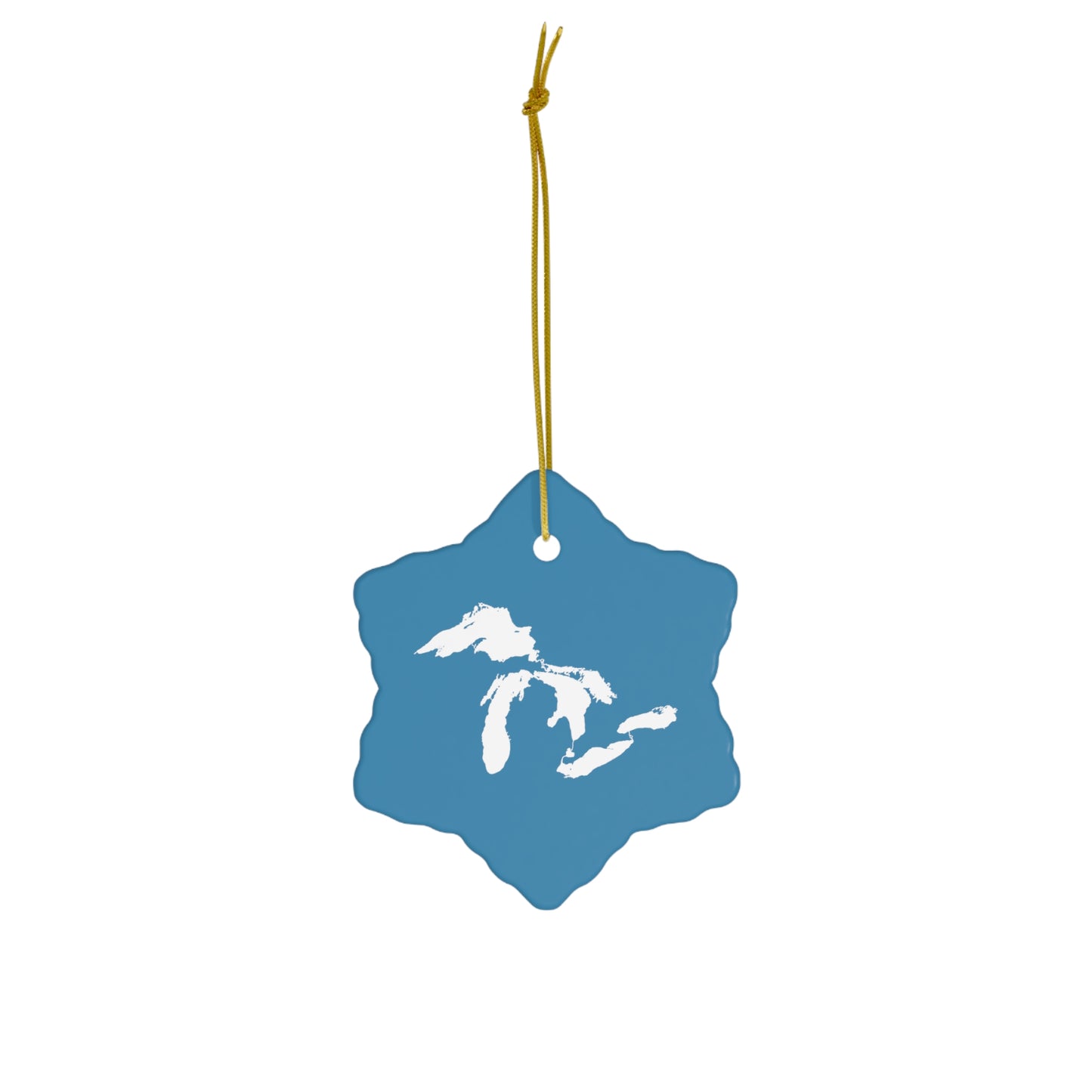 Great Lakes Christmas Ornament (Lake Michigan Blue) | Ceramic - 4 Shapes