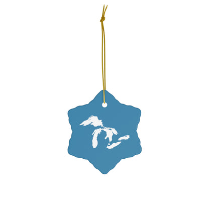 Great Lakes Christmas Ornament (Lake Michigan Blue) | Ceramic - 4 Shapes