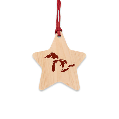 Great Lakes Christmas Ornament | Wooden - Cherryland Red