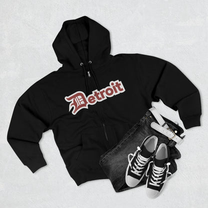 'Detroit' Hoodie (Ore Dock Red w/ Old English 'D') | Unisex Full Zip