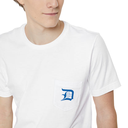 Detroit 'Old English D' Pocket T-Shirt (Azure) | Unisex Standard