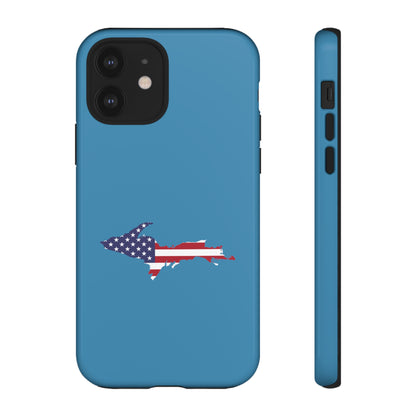 Michigan Upper Peninsula Tough Phone Case (Lake Michigan Blue w/ UP USA Flag Outline) | Apple iPhone