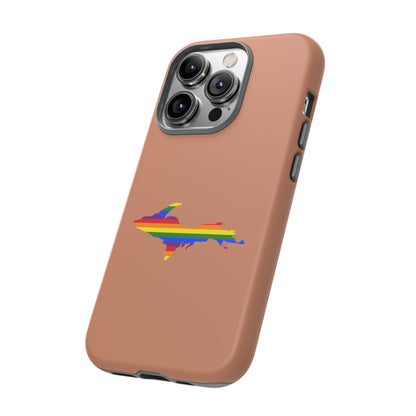 Michigan Upper Peninsula Tough Phone Case (Copper Color w/ UP Pride Flag Outline) | Apple iPhone