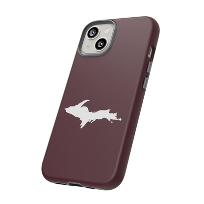 Michigan Upper Peninsula Tough Phone Case (Old Mission Burgundy w/ UP Outline) | Apple iPhone