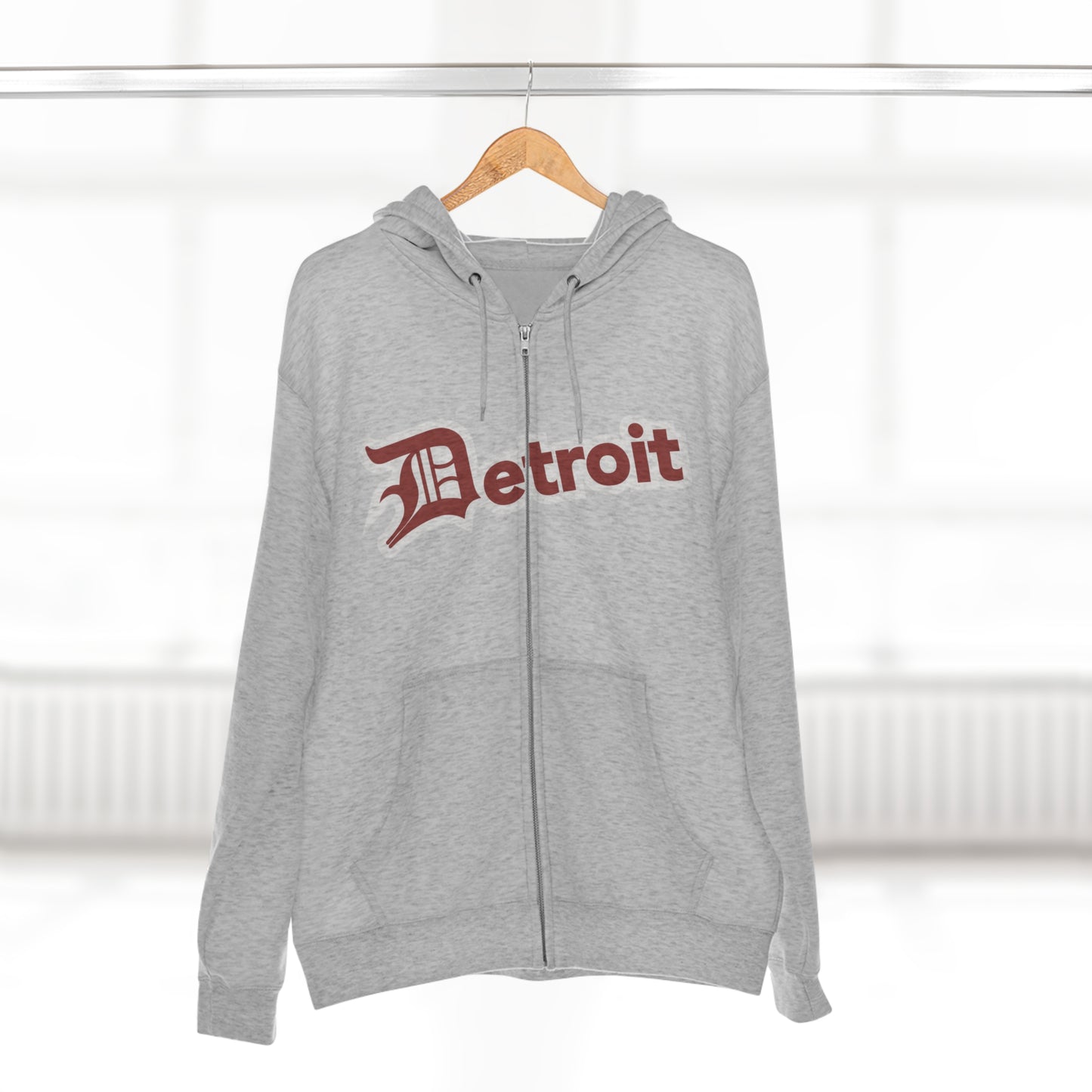 'Detroit' Hoodie (Ore Dock Red w/ Old English 'D') | Unisex Full Zip