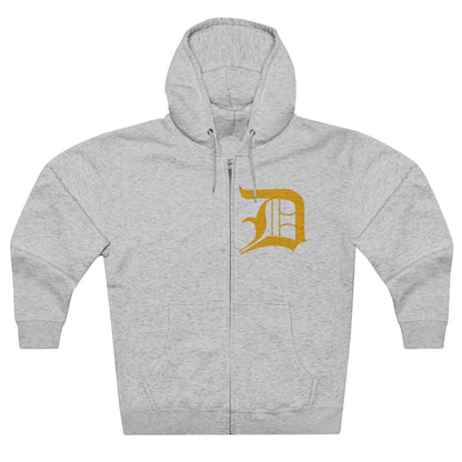 Detroit 'Old English D' Hoodie (Gold) | Unisex Full Zip