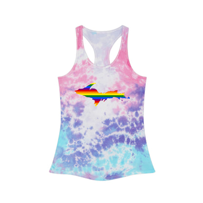 Michigan Upper Peninsula Tank Top (w/ UP Rainbow Pride Flag) | Tie-Dye Racerback