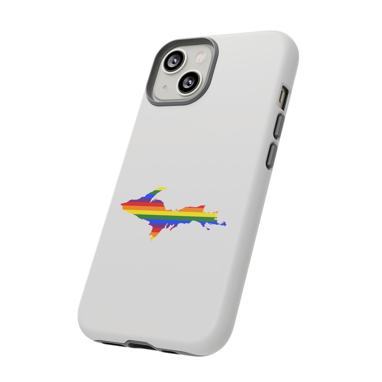 Michigan Upper Peninsula Tough Phone Case (Birch Bark White w/ UP Pride Flag Outline) | Apple iPhone