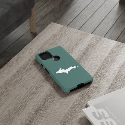 Michigan Upper Peninsula Tough Phone Case (Copper Green w/ UP Outline) | Samsung & Pixel Android