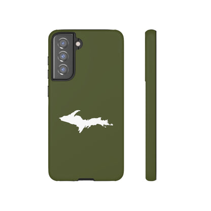 Michigan Upper Peninsula Tough Phone Case (Army Green w/ UP Outline) | Samsung & Pixel Android