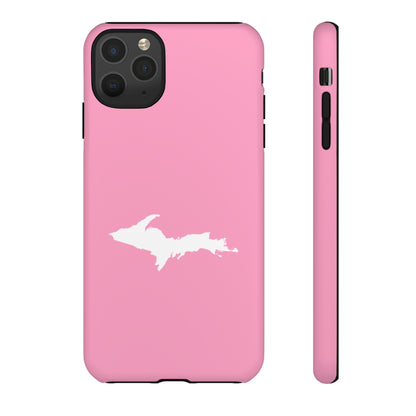 Michigan Upper Peninsula Tough Phone Case ('67 Caddie Pink w/ UP Outline) | Apple iPhone