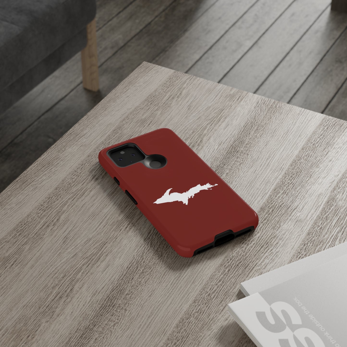 Michigan Upper Peninsula Tough Phone Case (Traverse Cherry Red w/ UP Outline) | Samsung & Pixel Android