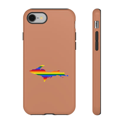 Michigan Upper Peninsula Tough Phone Case (Copper Color w/ UP Pride Flag Outline) | Apple iPhone