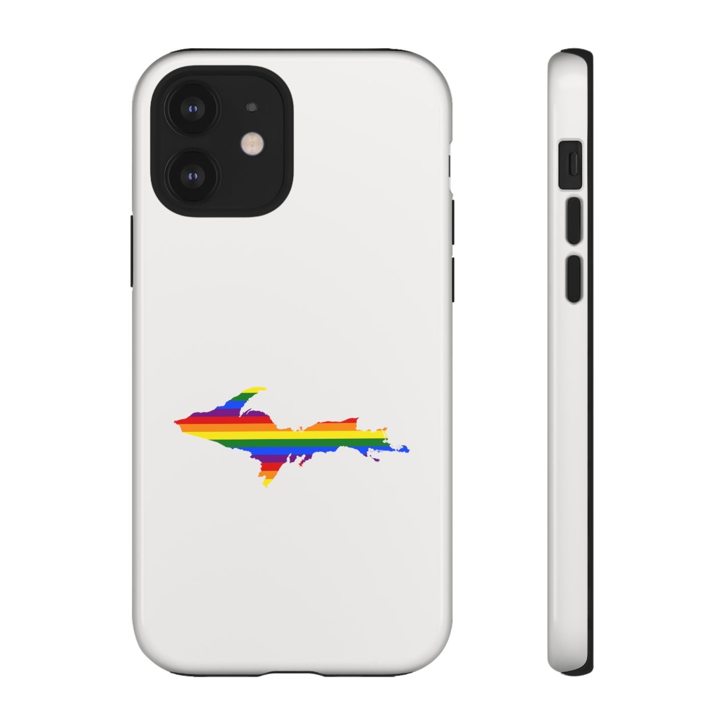 Michigan Upper Peninsula Tough Phone Case (Birch Bark White w/ UP Pride Flag Outline) | Apple iPhone