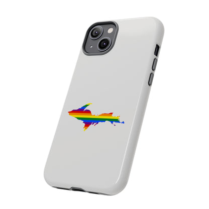 Michigan Upper Peninsula Tough Phone Case (Birch Bark White w/ UP Pride Flag Outline) | Apple iPhone