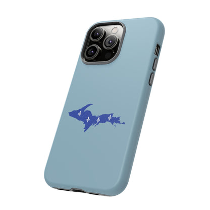 Michigan Upper Peninsula Tough Phone Case (Opal Blue w/ UP Quebec Flag Outline) | Apple iPhone