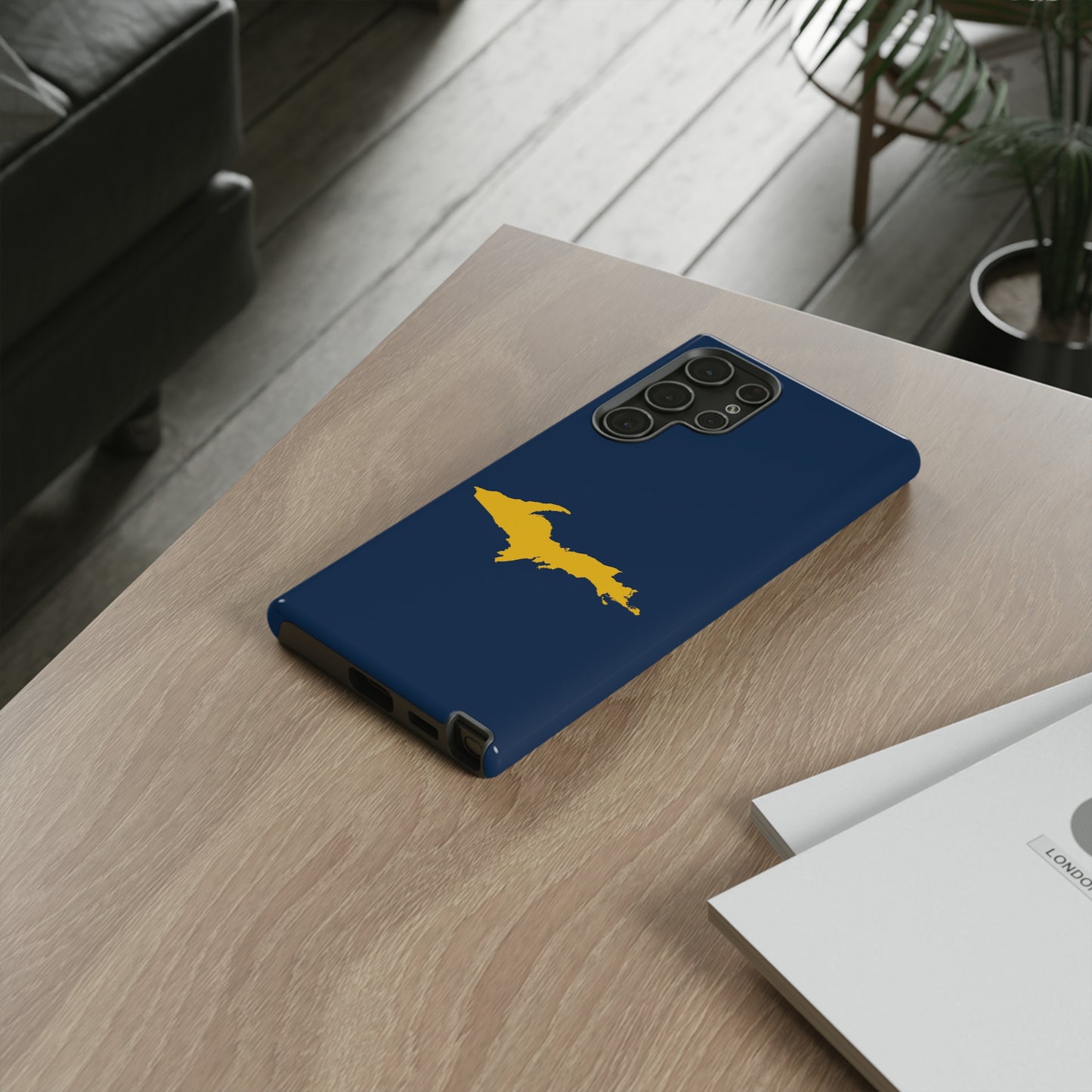 Michigan Upper Peninsula Tough Phone Case (Navy w/ Gold UP Outline) | Samsung & Pixel Android