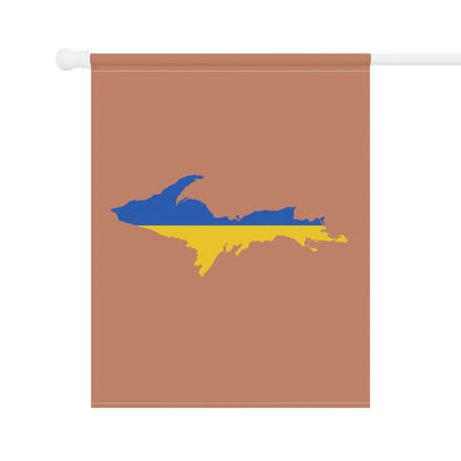 Michigan Upper Peninsula Home & Garden Flag (w/ UP Ukraine Flag) | Copper Color