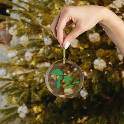 Great Lakes Christmas Ornament | Clear Glass - Shamrock Green