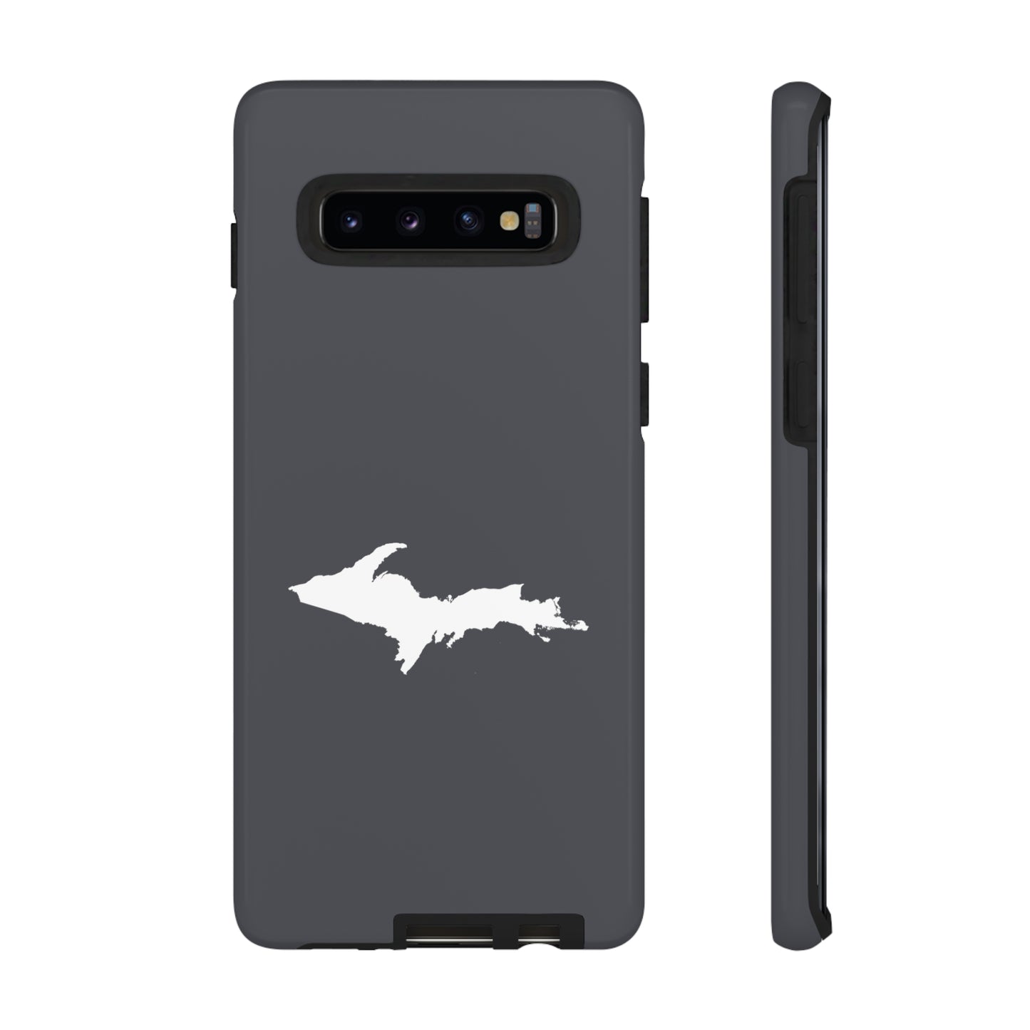 Michigan Upper Peninsula Tough Phone Case (Iron Ore Grey w/ UP Outline) | Samsung & Pixel Android