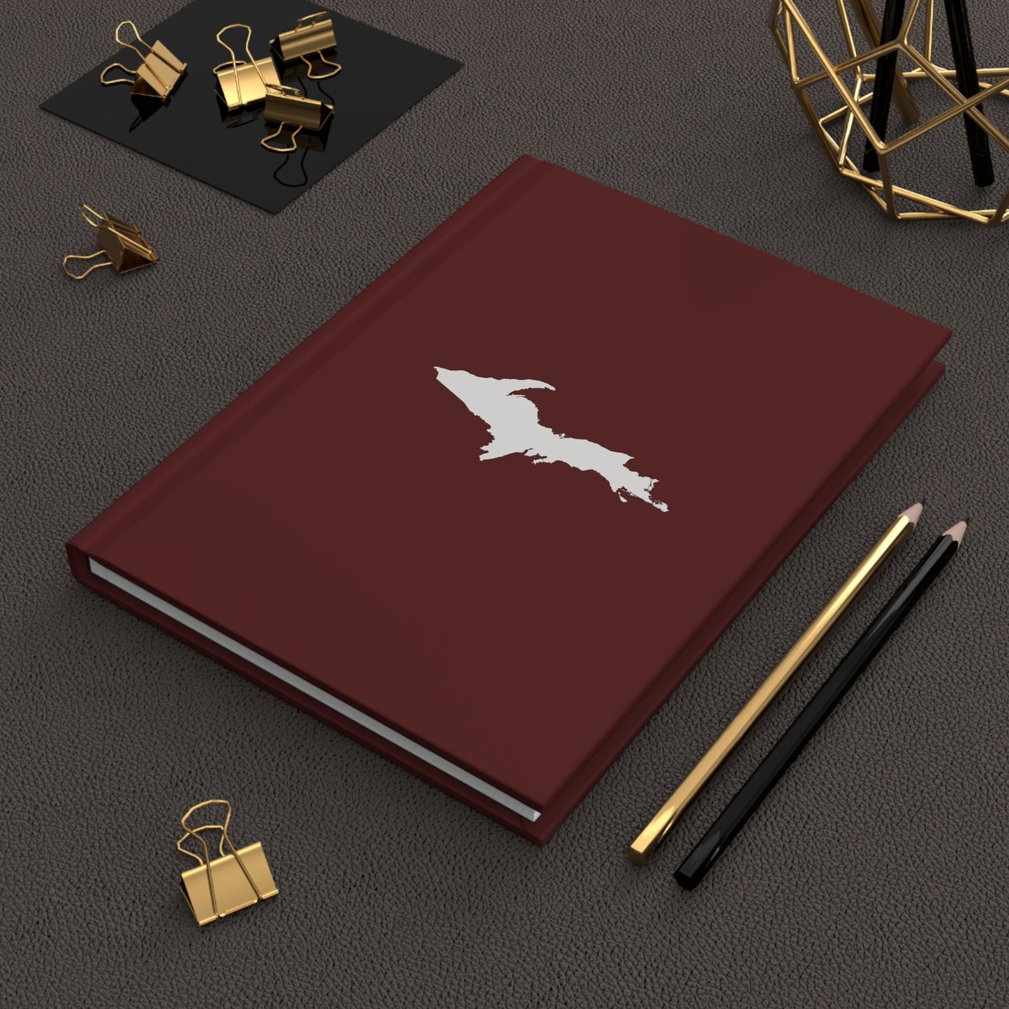 Michigan Upper Peninsula Hardcover Journal (Cherrywood Color w/ UP Outline) | Ruled - 150pgs