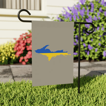 Michigan Upper Peninsula Home & Garden Flag (w/ UP Ukraine Flag) | Petoskey Stone Beige