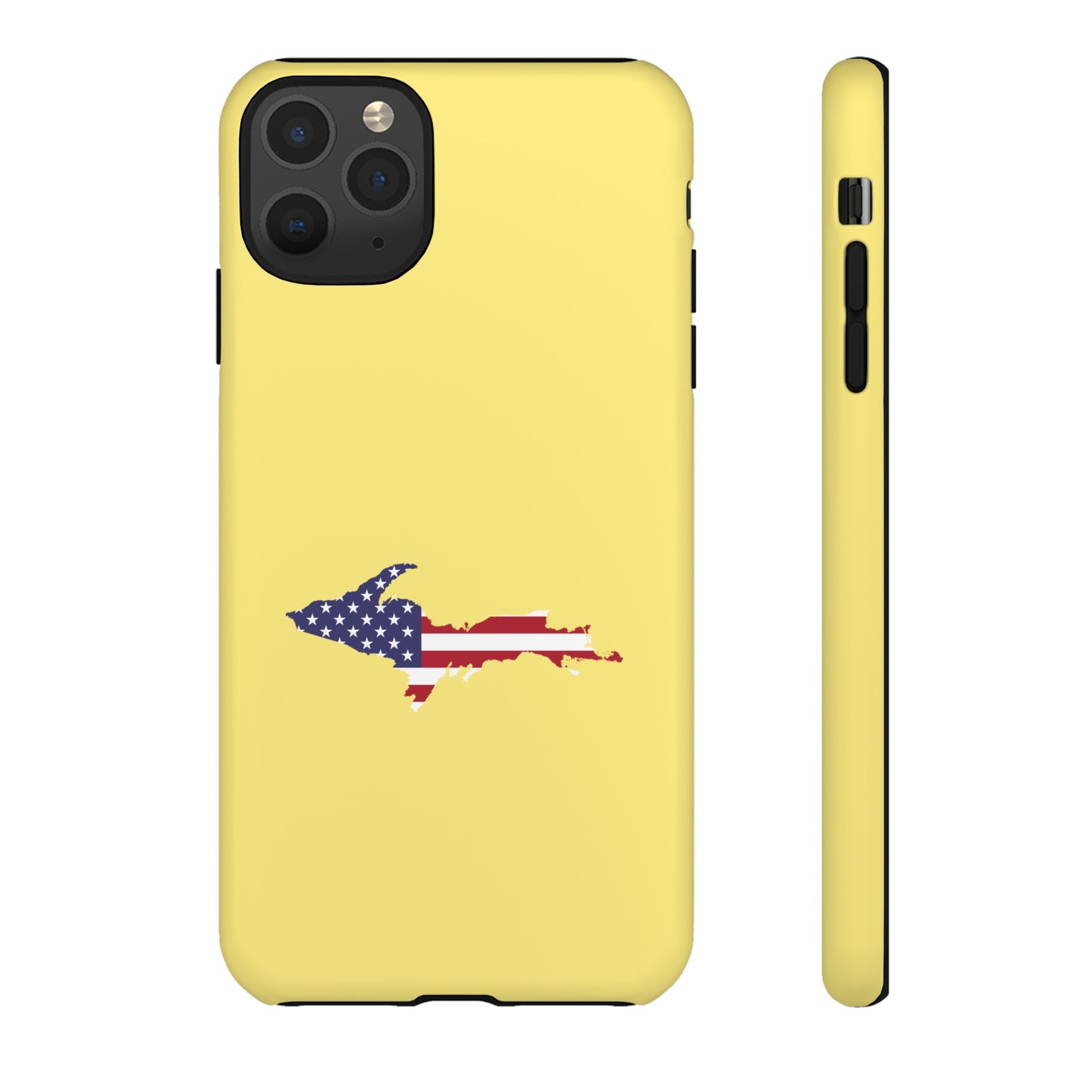 Michigan Upper Peninsula Tough Phone Case (Yellow Cherry Color w/ UP USA Outline) | Apple iPhone