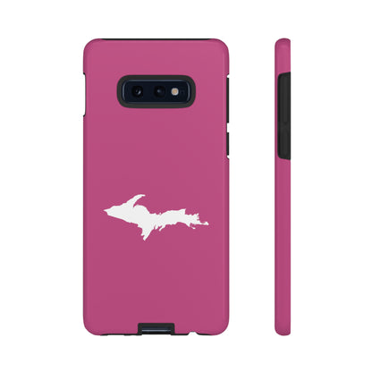 Michigan Upper Peninsula Tough Phone Case (Apple Blossom Pink w/ UP Outline) | Samsung & Pixel Android