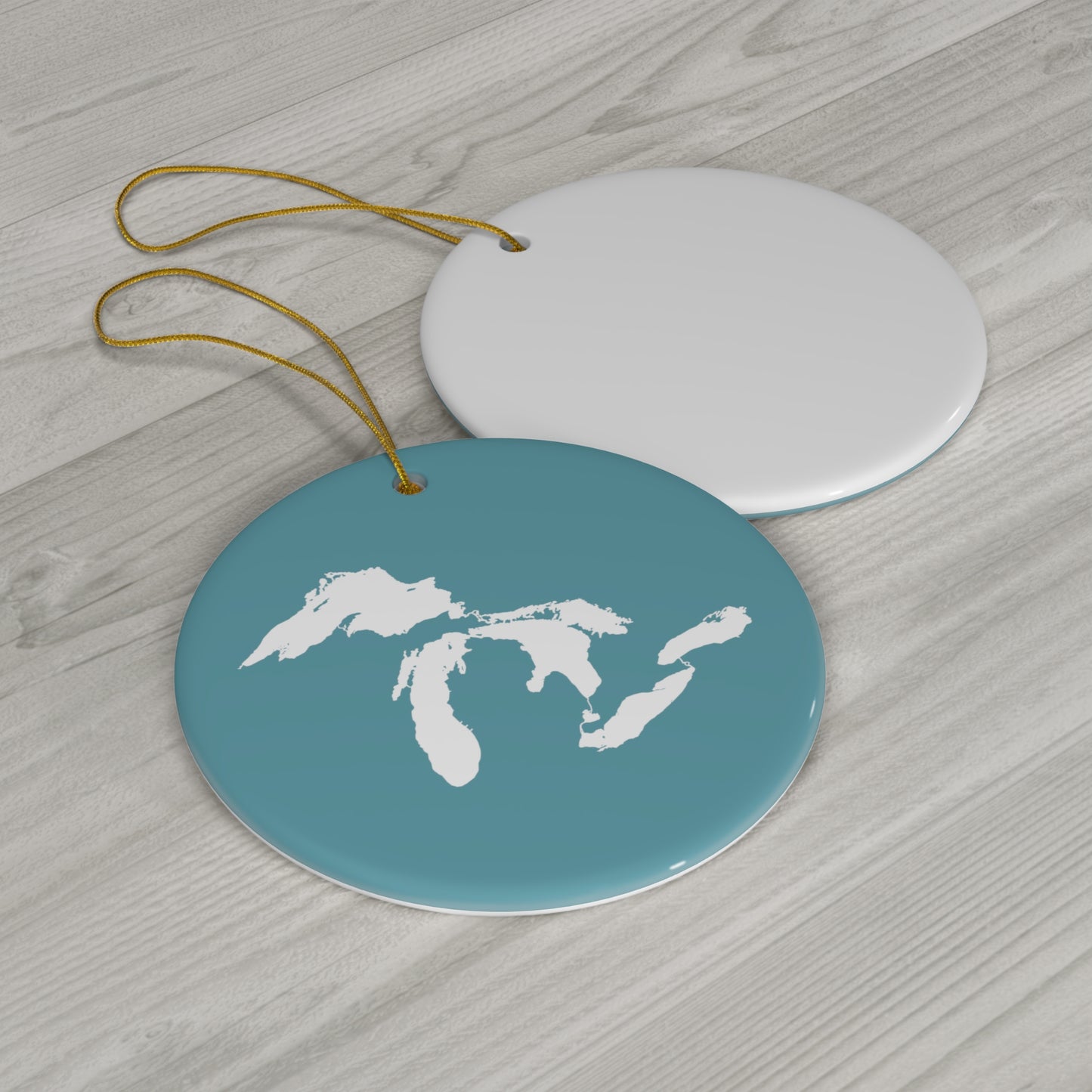 Great Lakes Christmas Ornament (Lake Huron Blue) | Ceramic - 4 Shapes