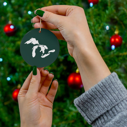 Great Lakes Christmas Ornament (Laconic Green) | Ceramic - 4 Shapes