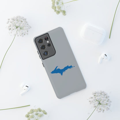 Michigan Upper Peninsula Tough Phone Case (Silver w/ Azure UP Outline) | Samsung & Pixel Android