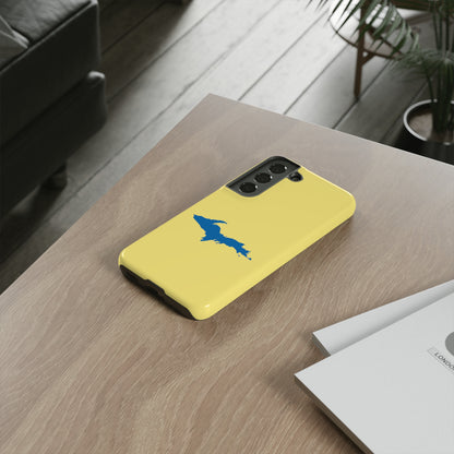 Michigan Upper Peninsula Tough Phone Case (Yellow Cherry w/ Azure UP Outline) | Samsung & Pixel Android