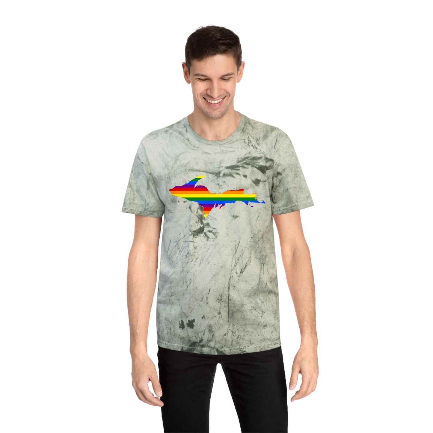 Michigan Upper Peninsula T-Shirt (w/ UP Pride Flag Outline) | Unisex Color Blast