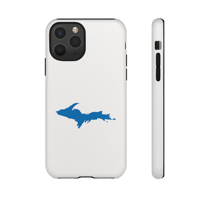 Michigan Upper Peninsula Tough Phone Case (Birch Bark White w/ Azure UP Outline) | Apple iPhone