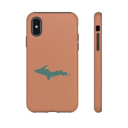 Michigan Upper Peninsula Tough Phone Case (Copper Color w/ Copper Green UP Outline) | Apple iPhone