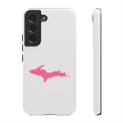 Michigan Upper Peninsula Tough Phone Case (Birch Bark White w/ Pink UP Outline) | Samsung & Pixel Android