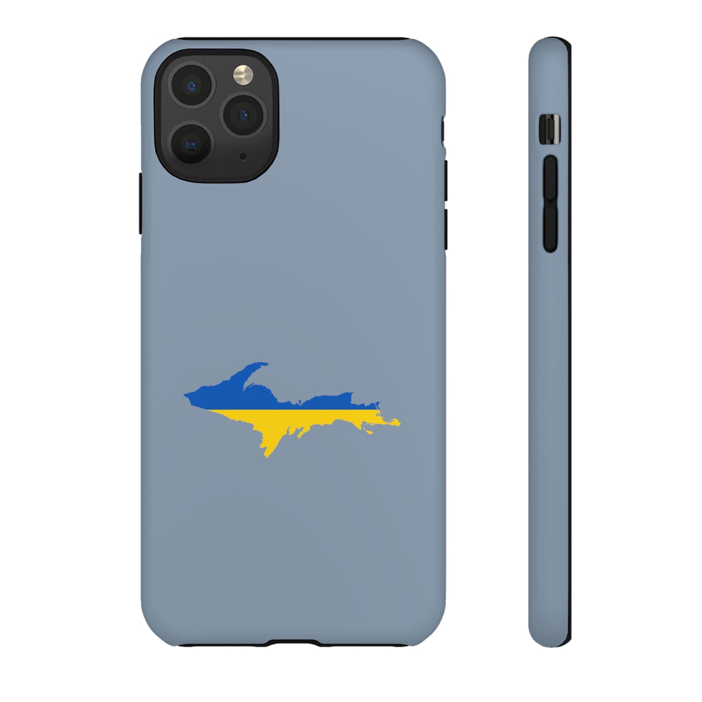 Michigan Upper Peninsula Tough Phone Case (B-24 Liberator Grey w/ UP Ukraine Flag Outline) | Apple iPhone