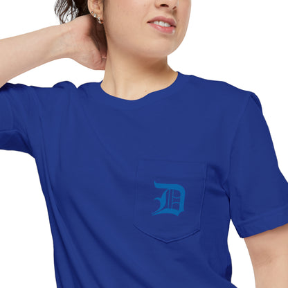 Detroit 'Old English D' Pocket T-Shirt (Azure) | Unisex Standard